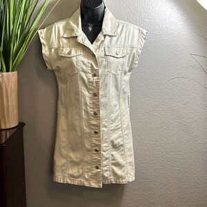 #308* Jessica Simpson cream, denim dress Size XS